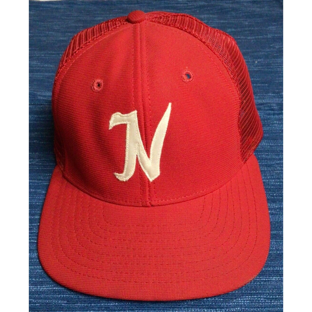 Vtg 70's-80s New Era Pro Model Script Letter N Mesh Trucker M-L Snapback Hat Cap
